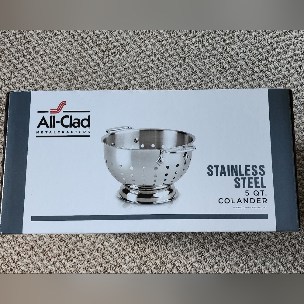 All-Clad Colander 5 Quart, Stainless Steel premium strainer- NIB! Discnt Ship - Picture 7 of 8